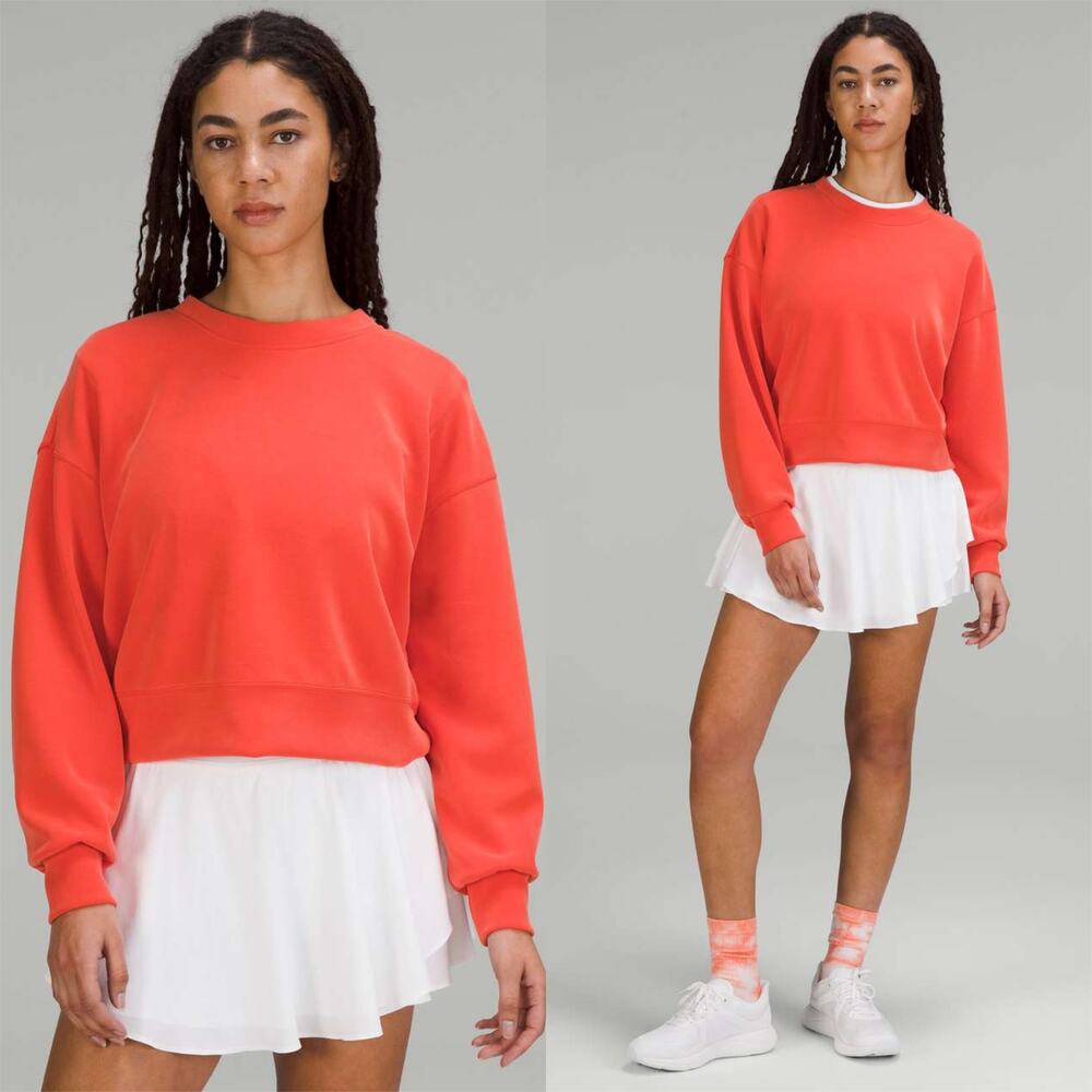 Lululemon Softstreme Perfectly Oversized Cropped Crew Solar Orange